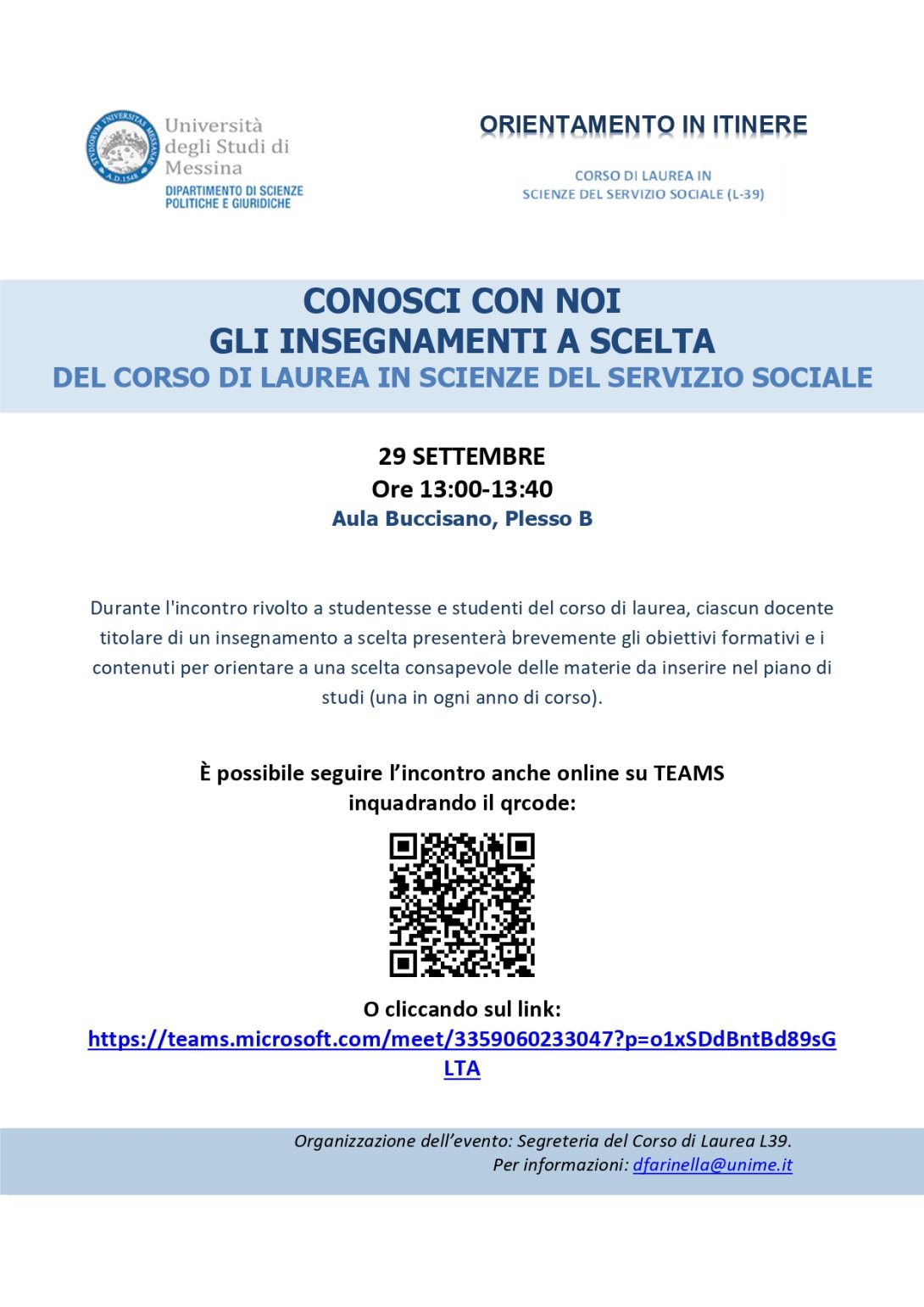 locandina insegnamenti a scelta